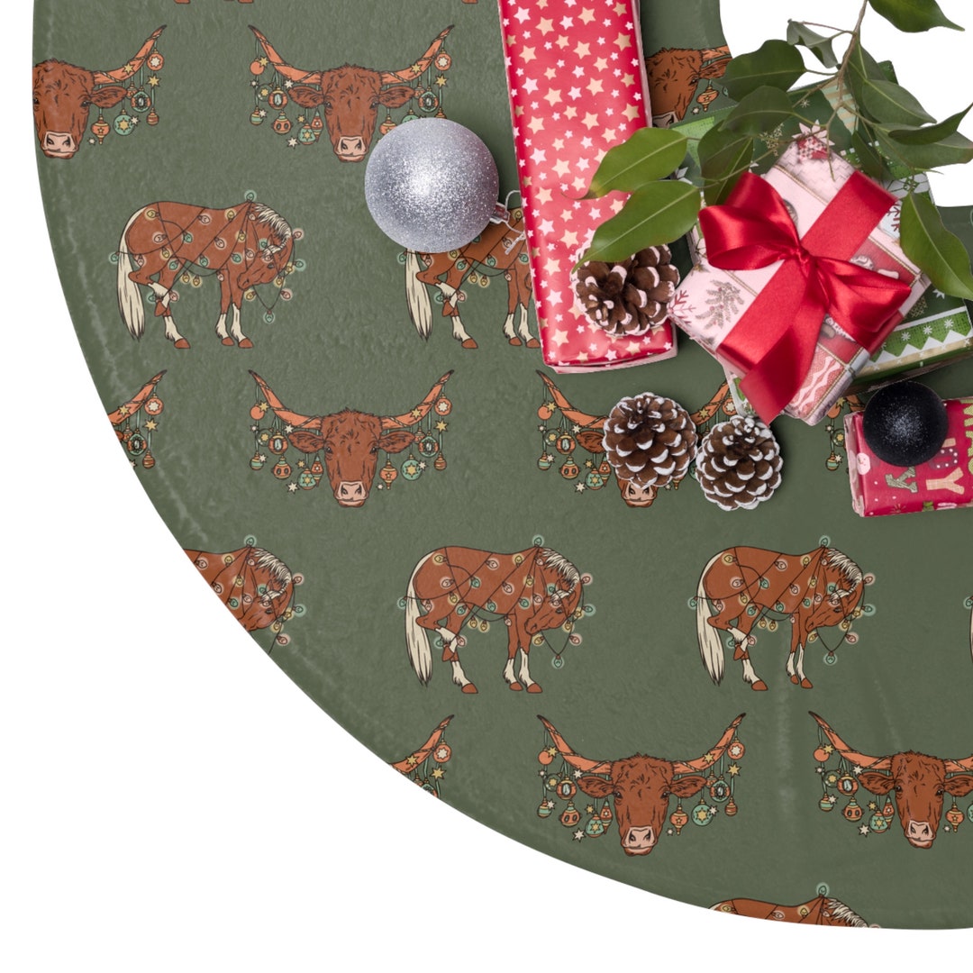 Western Christmas Tree Skirts Christmas Cactus Cowboy Etsy