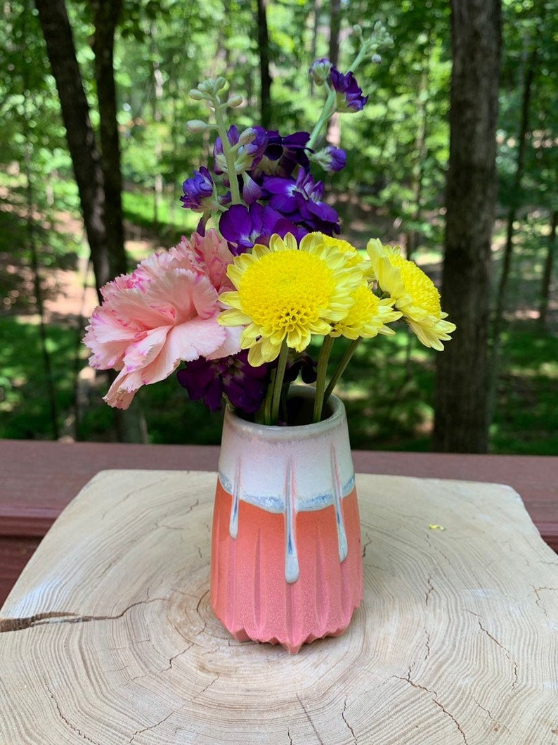 Small Bud Vase Flowers Gift Modern Faceted Geometric Etsy