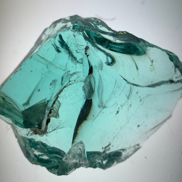 Beautiful Deep Blue-Green Slag Glass Chunk 228 grams (q)