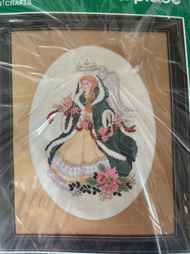 Mary Maxim Emerald Angel Counted Cross Stitch Kit 14 Count 11 X 14 Inches Etsy