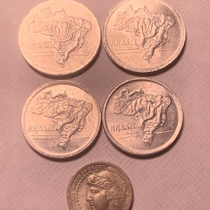 Coins from Brazil 20 Cruzeiros (2) 10 Cruzeiros (2) 50 Cruzeiros 1965