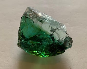 Beautiful Aquamarine Colored Cullet, Slag Glass Chunk with Gorgeous Amber Inclusions 150 grams zzza