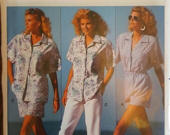Vintage, Uncut Butterick Family Circle Collection 6453 Misses&#39; Shirt, Shorts, and Pants Pattern Size XS, S, M