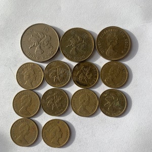 13 Coins From Hong Kong (1) 1 Dollar (2) 50 Cents (10) 10 Cents