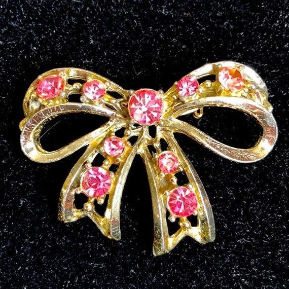 Sweet and Sparkly, Vintage Pink Ice Bow Pin