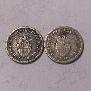 Coins from the Philippines 1918 S  (2) 10 Centavo  SILVER