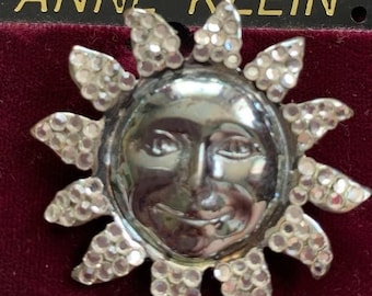 Anne Klein Silver Sunshine Bling Brooch Pin BNWT