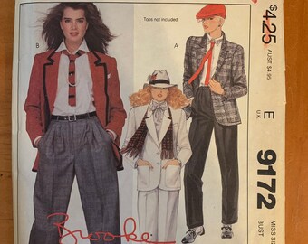 Vintage McCall’s 9172 Brooke Shields Uncut Misses’ Jacket and Pants Pattern - Size E 14
