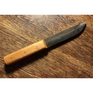 Handmade Tiger Maple and U.S Forged Steel Utility Knife - 4 and 3/4 inch long blade