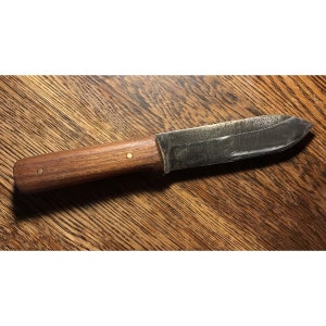 Handmade Oak  and U.S Forged Steel Utility Knife - 5 and 1/4 inch long blade