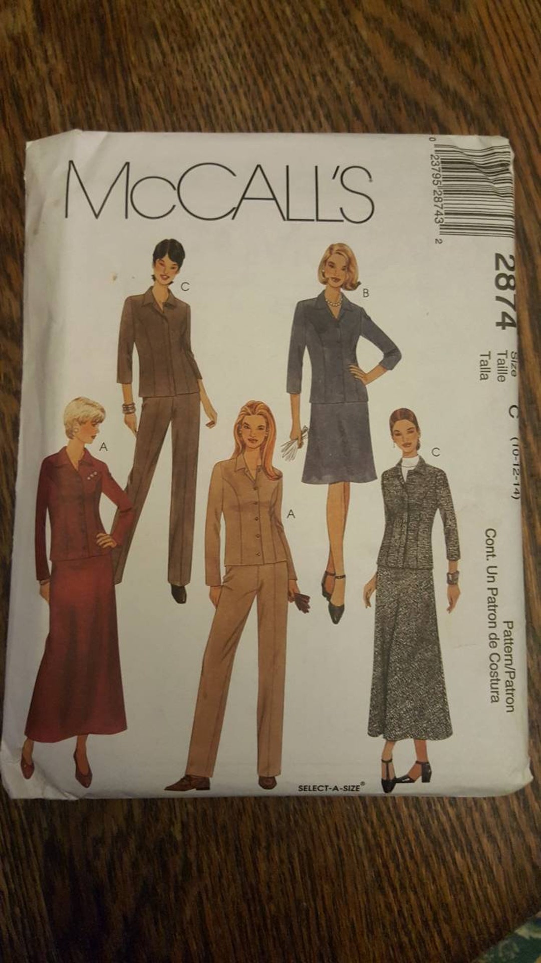 Mccall's 2874 Misses' Petite Shirt, Jacket, Pants, and Bias Skirt in 2 ...