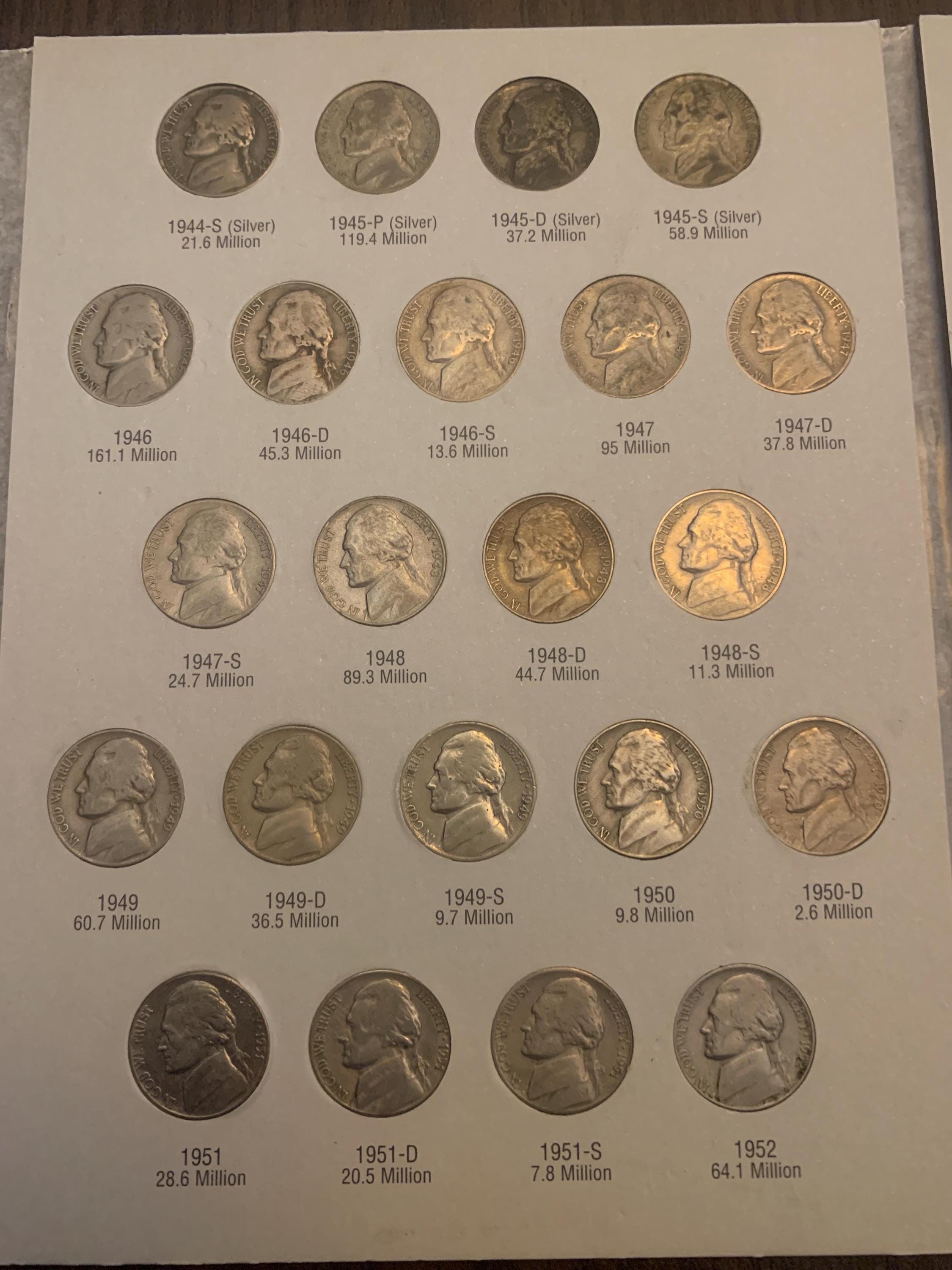 Jefferson Nickel Collection 1938 to 1961. 100 Percent Complete. - Etsy