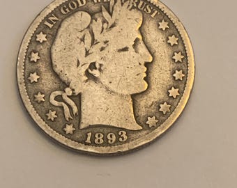 1893 S Barber Half Dollar 100 percent authentic