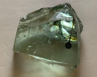 Beautiful Aquamarine Colored Cullet, Slag Glass Chunk with Fascinating Amber Inclusions 188 grams zzyy