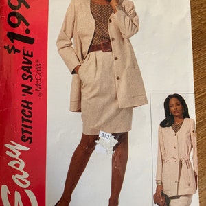 McCall’s 7210 Uncut Misses’ Jacket, Top, Skirt, and Sash Pattern - Size B - 18, 20, 22, 24