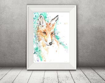 gifts for mum Fox Art Print of Original Watercolour Painting