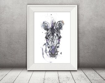 Zebra lover Art Print Original Watercolour Wall Art African Animal Abstract gift