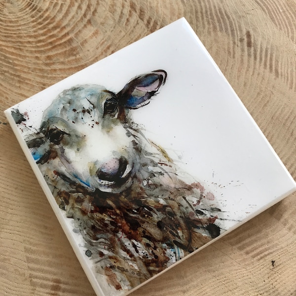 Keramik Schaf Untersetzer Geschenk für Mama Aquarell