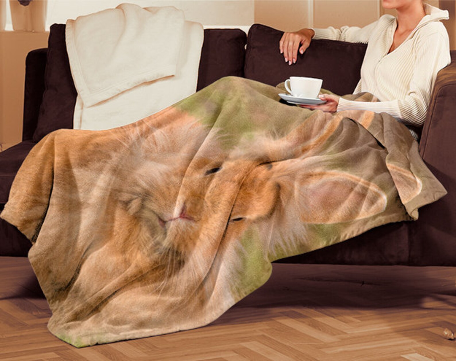 Rabbit Print Blanket Large Rabbit Sheepskin Throw Blanket Etsy UK