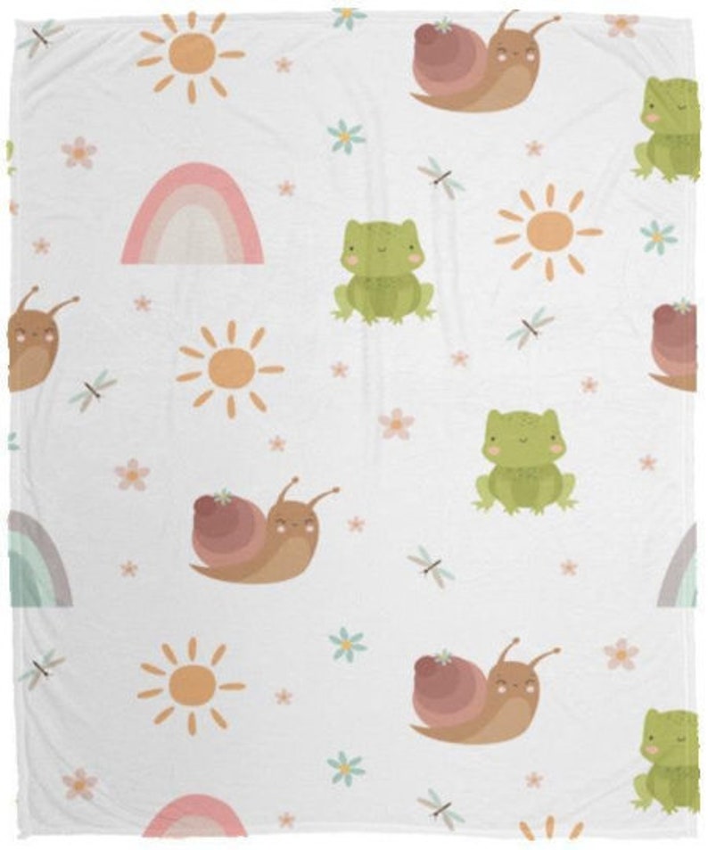 Frog and Snail Baby Blanket Frog and Snail Fleece Throw Frog Etsy