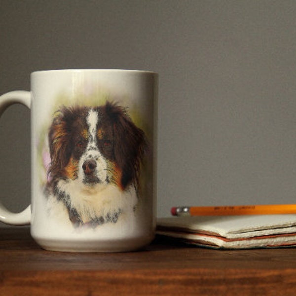 Watercolor Australian Shepherd Art Mug Gift For Dog Lovers, Cute Aussy Shepherd Art Mug Gift For Him Or Her, Australian Shepherd Lovers Gift