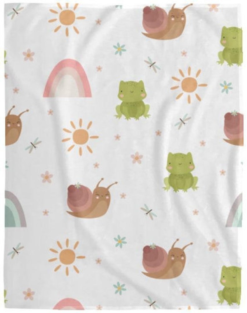 Frog and Snail Baby Blanket Frog and Snail Fleece Throw Frog Etsy