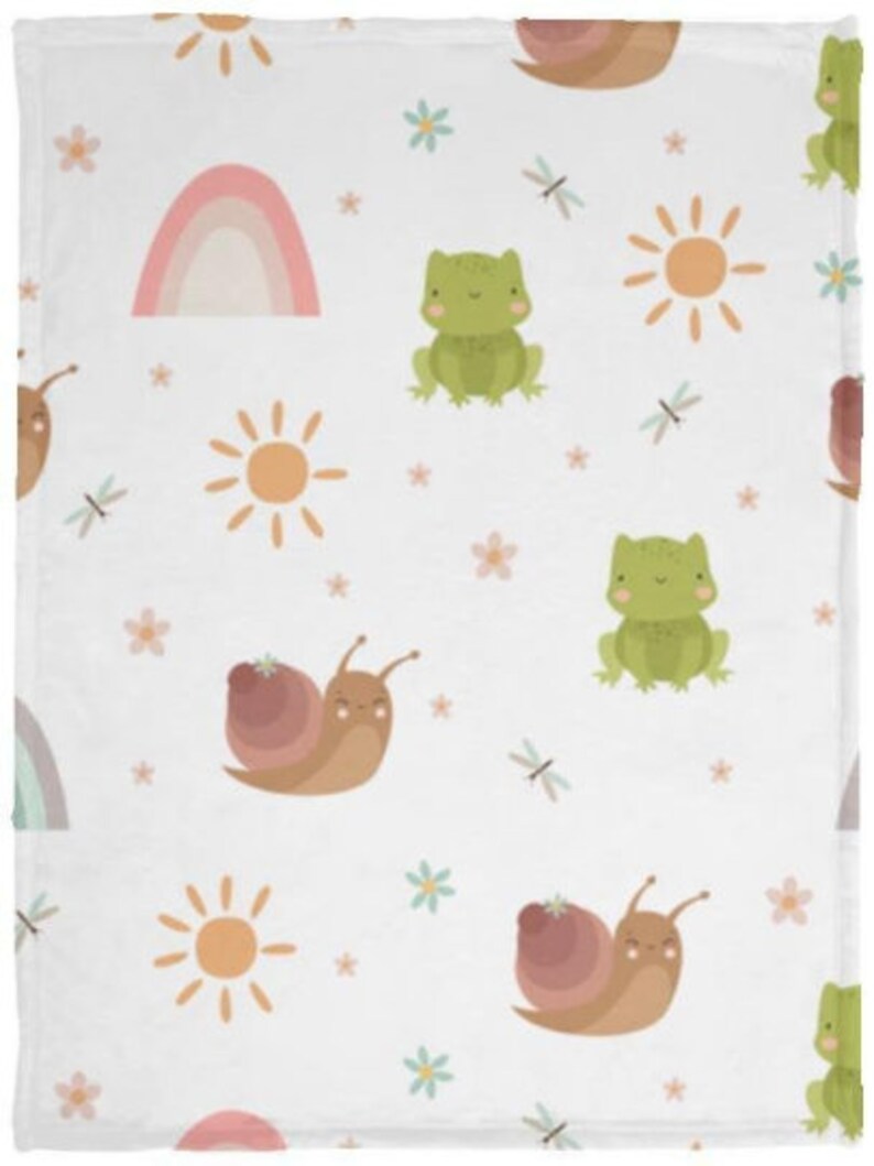 Frog and Snail Baby Blanket Frog and Snail Fleece Throw Frog Etsy