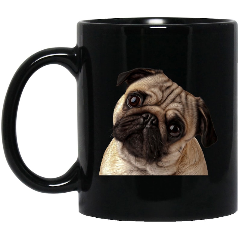 Gift for Pug Lovers a Pug Mug Portrait of Adorable Pug Cup Etsy