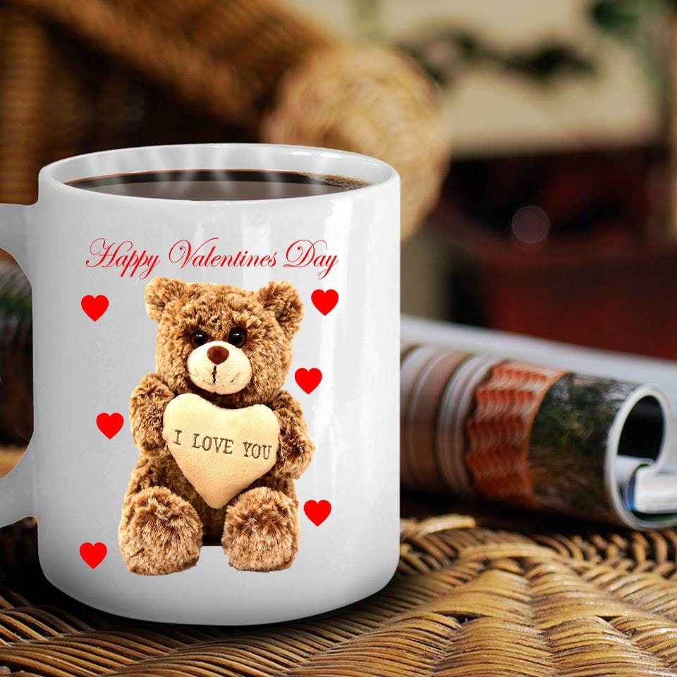 Details about   NEW Valentine's Coffee Mug with Plush Teddy Bear & I LOVE YOU Pillow 