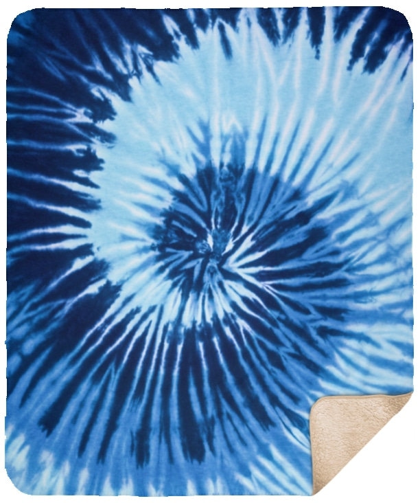 Blue Tie Dye Mink Sherpa Blanket Large Blue Tie Dye Throw - Etsy