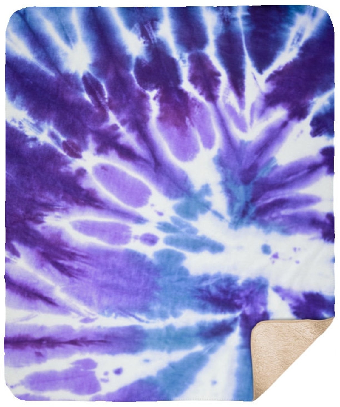 Purple Tie Dye Mink Sherpa Blanket Large Purple Tie Dye Throw Etsy