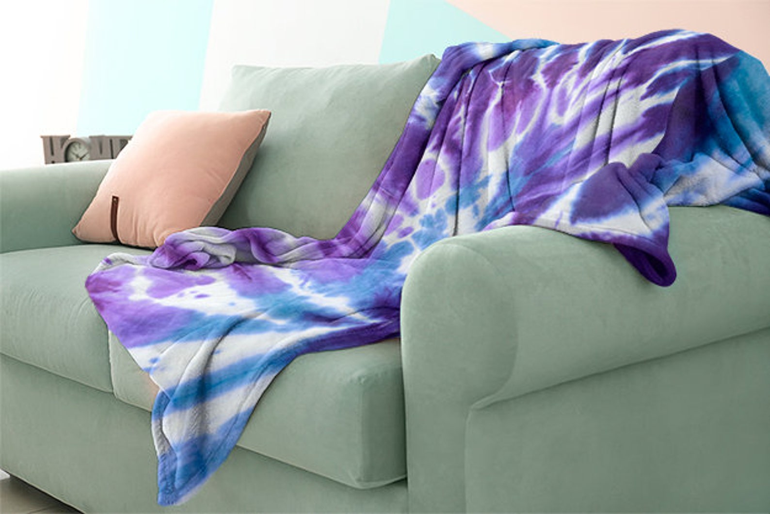 Purple Tie Dye Mink Sherpa Blanket Large Purple Tie Dye Throw Etsy