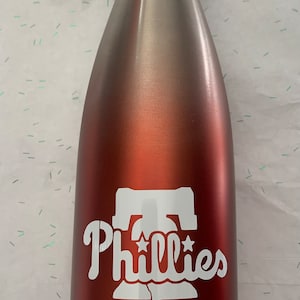 Philadelphia Baseball/Phillies inspired Red Ombré Stainless Steel Water/Drink Bottle. Eco-Friendly/Reusable. 2022 World Series