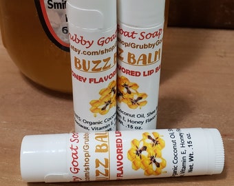 Honey Flavored Lip Balm Handcrafted Natural Locally Sourced Beeswax Buzz Balm Soothing Lip Balm Chap Stick Lip and Personal Care Gift Idea