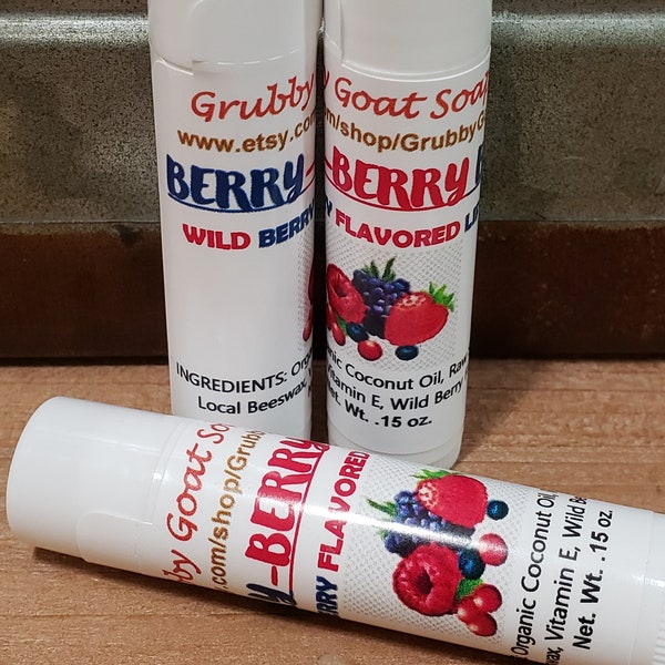 Berry Berry Lip Balm Handcrafted Lip Balm Natural Beeswax and Wild Berry flavored Lip Balm Stocking Stuffer Secret Santa Gifts