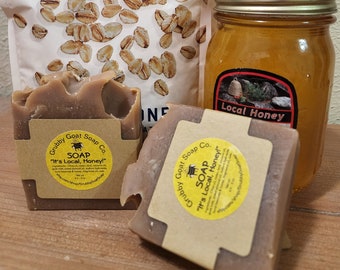 Oatmeal Milk & Honey Natural Goat Milk Cold Process Handmade Soap Soothing Self Care Bath and Body Gift for Man or Woman with Sensitive Skin