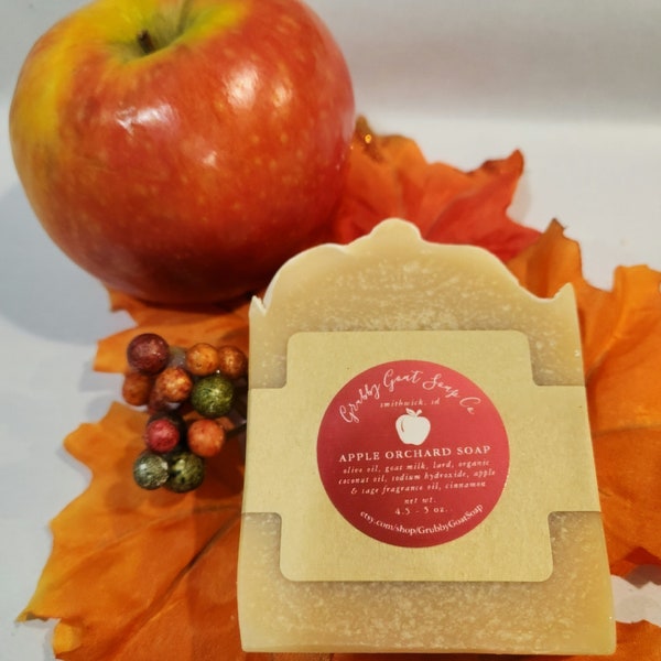 Apple Sage Goat Milk Handmade Cold Process Soap Apple Fruity Scent Personal Care Fall Autumn Bath and Body Birthday Thank You Coworker Gift