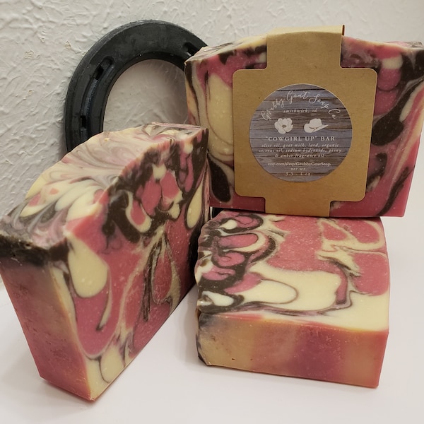 Peony Amber Goat Milk Natural Cold Process Swirl Soap South Dakota Made Spa Bath and Body Personal Care Gift for Her Girlfriend Sister Mom