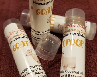 Goat Poop Natural Beeswax and Organic Cocoa Chocolate Lip Balm Novelty Gift for Goat Lovers Funny Fair 4-H FFA Stocking Stuffer Ideas