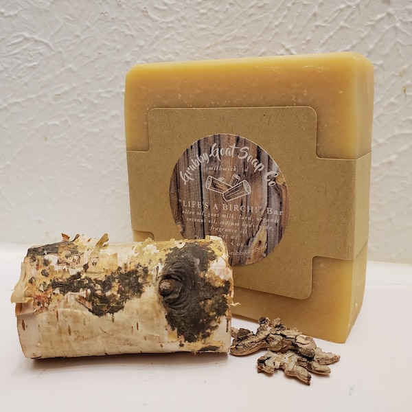 Birchwood Natural Goat Milk Cold Process Woodsy Earthy Scent Colorant-Free Soap Self Care Gifts for Man or Woman Cabin or Cottage Bath Decor