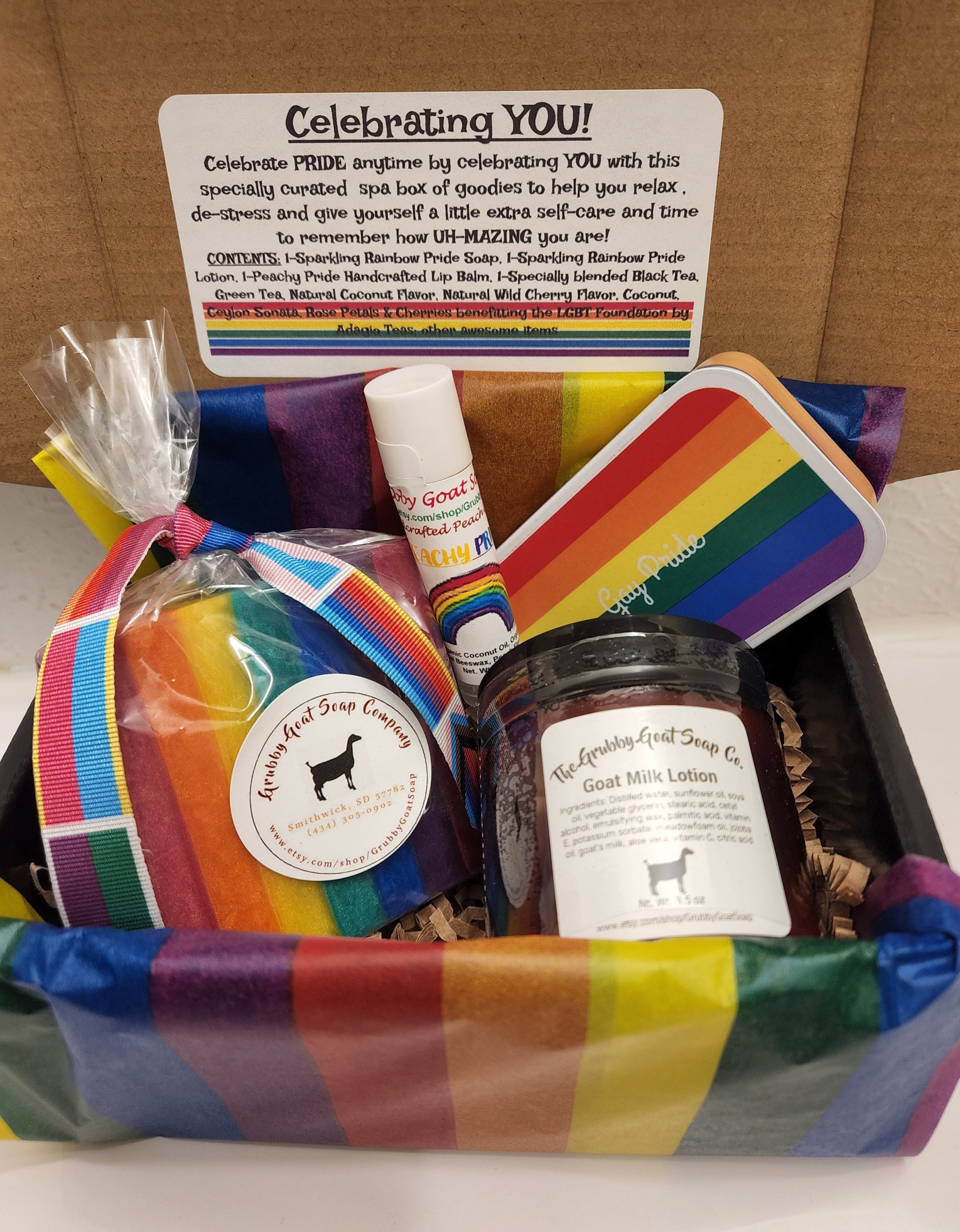 Gay Pride Personal Care Spa Box LGBTQ and Two Spirit Self Care Gift Set Rainbow Bath and Body for Him or Her Coming Out Friend Gift Under 30