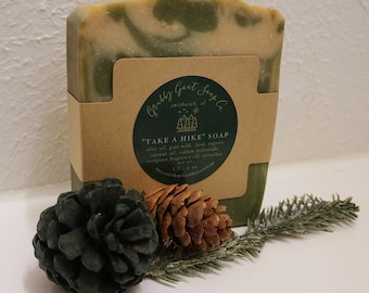 Pine and Balsam Natural Goat Milk Cold Process Soap Woodsy Earthy Scent Self Care Bath and Body for Him or Her Spa Gift for Man or Woman