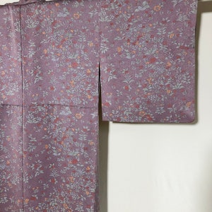 Vintage Silk Kimono Robe: Lilac Floral Japanese Dress