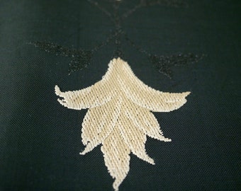 SALE%黒の着物用帯、日本の刺繍入り着物用ベルト、ヴィンテージ