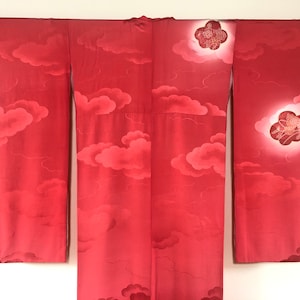 Precioso kimono vintage de la década de 1980, furisode de color rosa seda, bata de seda japonesa, vestido largo de Japón, moda sostenible