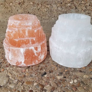 Set of 2 - Selenite Peak Shaped Candle Holder