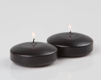 Set of 2 Floating Candles - Black - 3 Inches