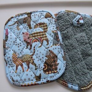 Patchwork Kitty potholders - set of 2