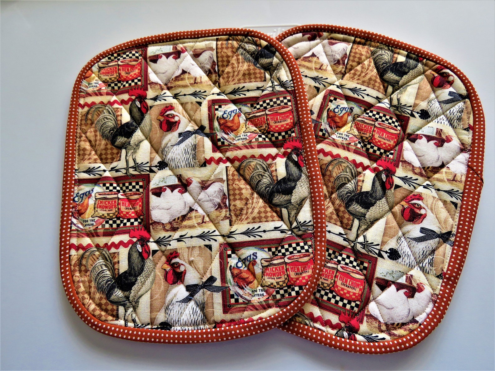 Rooster and chicken potholders set of 2 Etsy