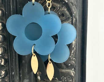 Boucles d’oreilles Bleu Flowers en coatchou upcyclee